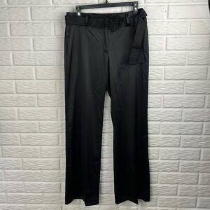 BANDOLINO SATIN WIDE LEG PANTS WITH LACE RHINESTONE SASH BELT SIZE 8